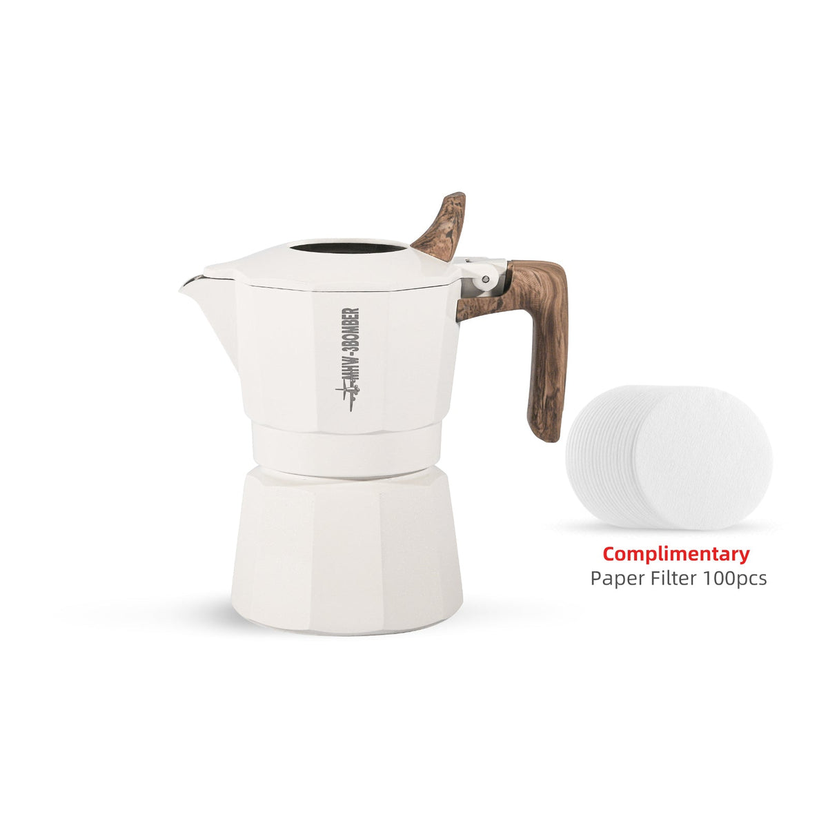 Mhw-3Bomber Double Valve Moka Pot 100ml White