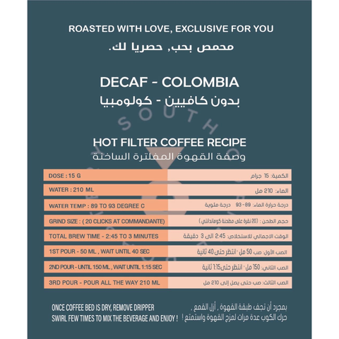 South Roastery Decaf - Colombia 250g Coffee Beans