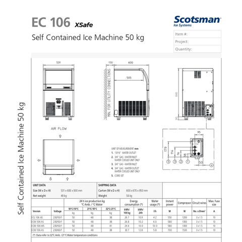 Scotsman ECM106 AS 50kg Ice Maker