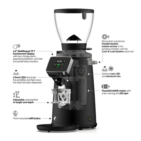 Compak E8 OD Grinder – 83mm with Red Speed Burrs - Black