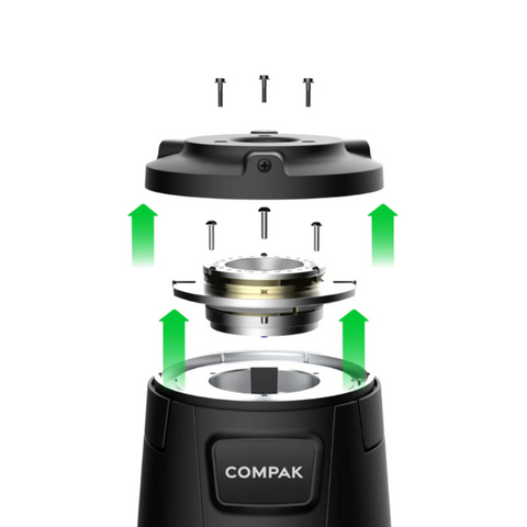 Compak E8 OD Grinder – 83mm with Red Speed Burrs - Black