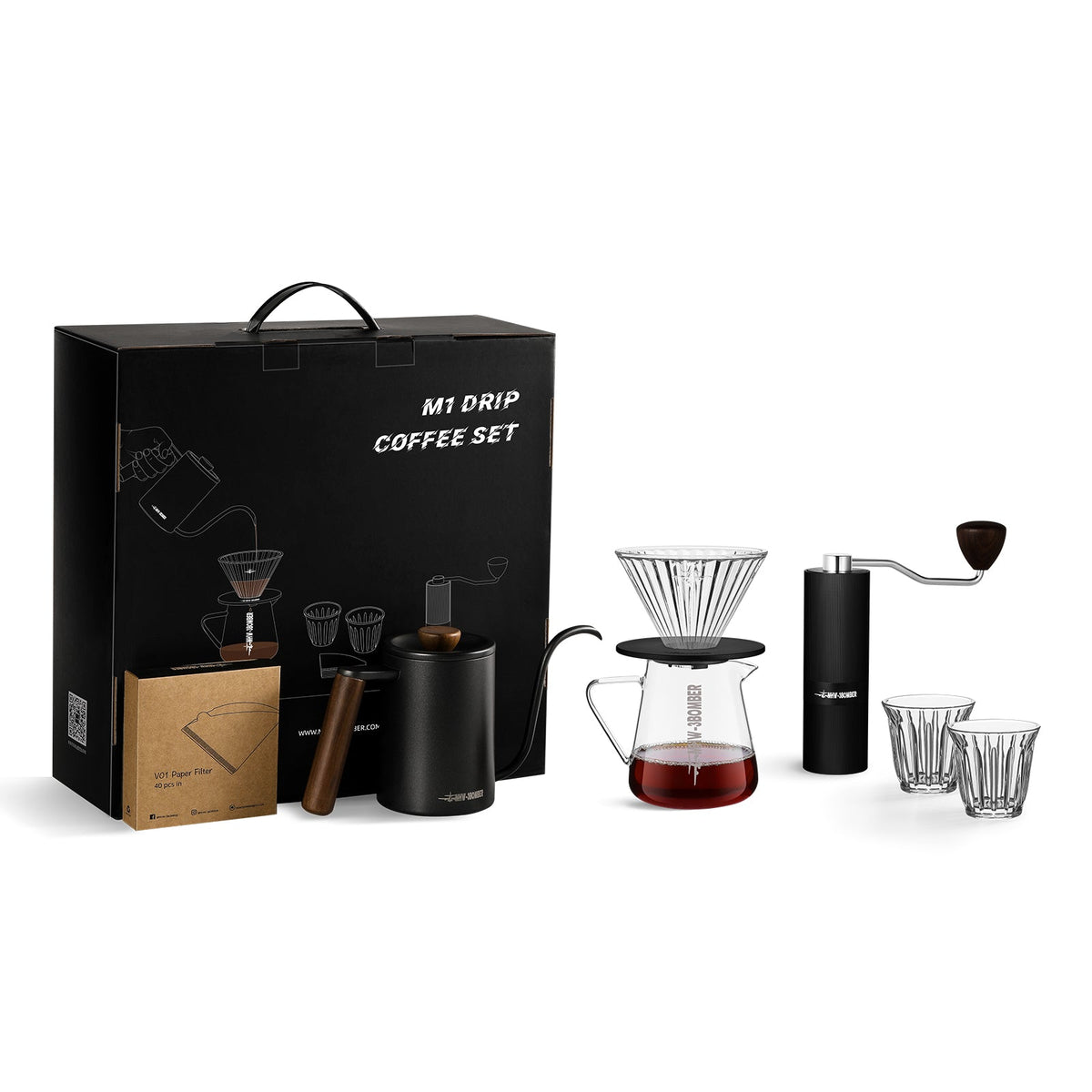 Mhw-3Bomber v60 M1 Drip Coffee Set Basic 7 Pcs - Black