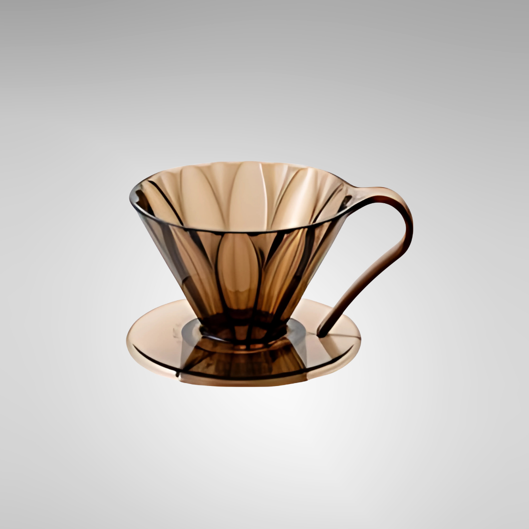 CAFEC Tritan Cone-Shaped Flower Dripper Clear Brown Cup 1