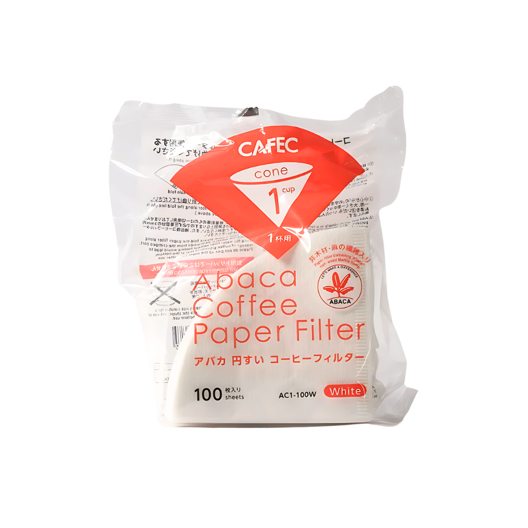CAFEC Abaca V60 Paper Filters Cup 1, (100 Filters)